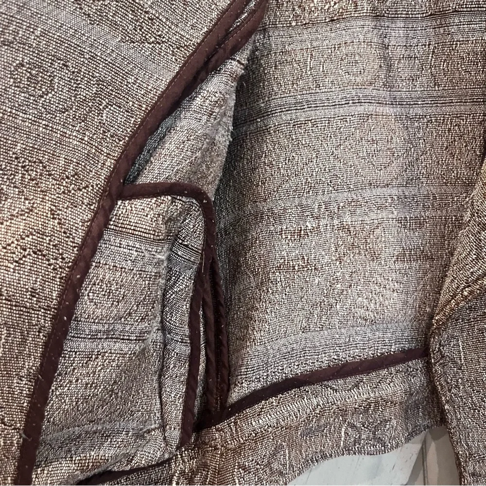 Free People Moto Jacket Brown Drape Front Open Front Open Distressed Size 8 - Picture 7 of 7